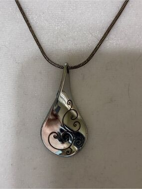 Brighton Sterling Silver Teardrop Scroll Pendant Necklace